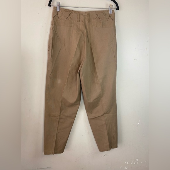 Vintage Forenza High Waisted Pleated Pants Criss Cross Waist Khaki Tapered 29" - Picture 4 of 10